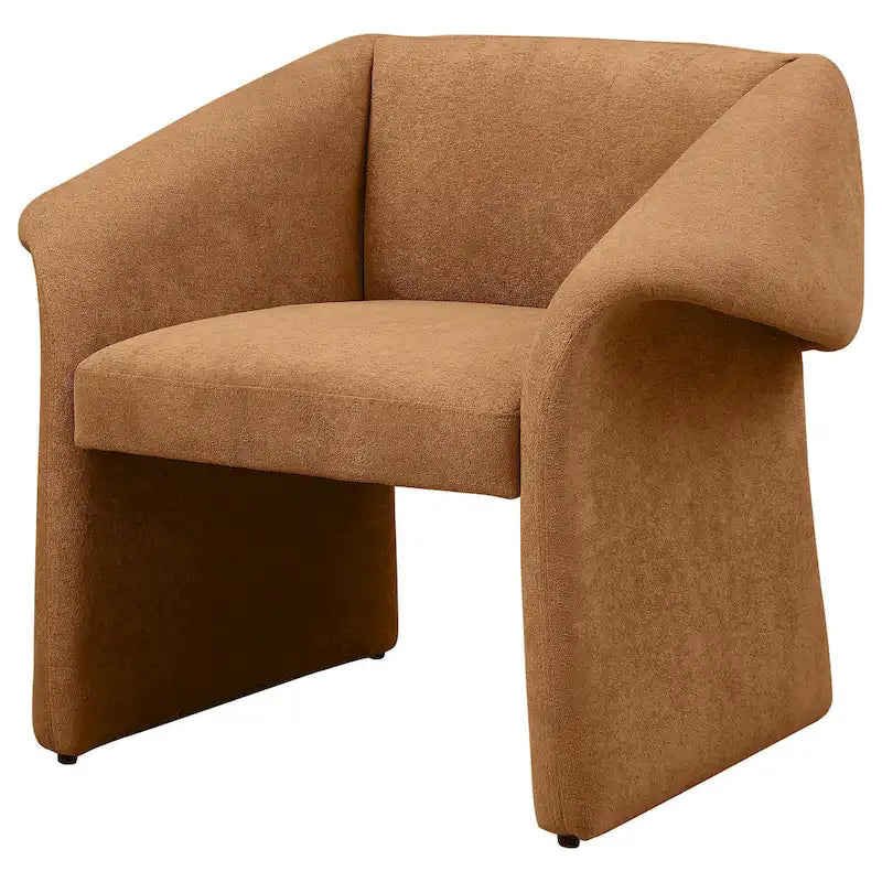 Fauteuil d'appoint rembourré à accoudoirs inclinés en daim couleur miel orangé