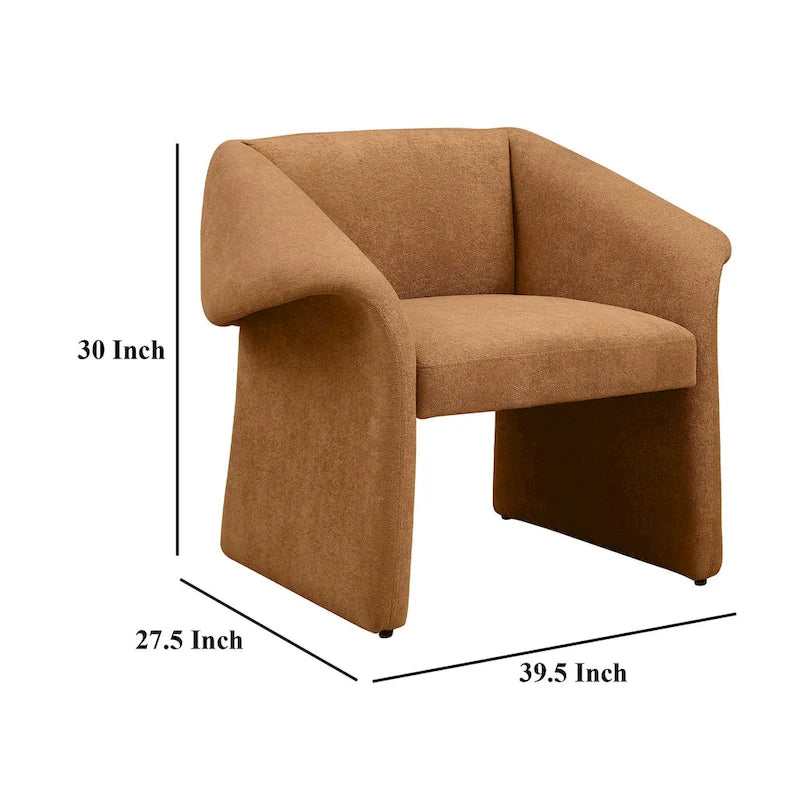 Fauteuil d'appoint rembourré à accoudoirs inclinés en daim couleur miel orangé