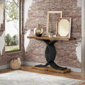 Console rustique en bois avec piétement en métal noir en forme de X