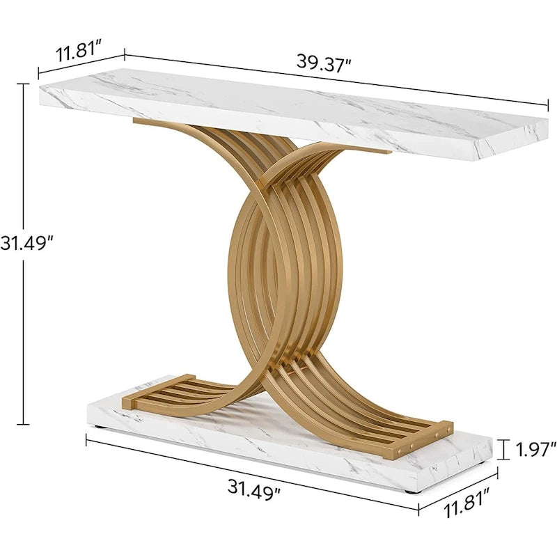 Console rustique en bois avec piétement en métal noir en forme de X