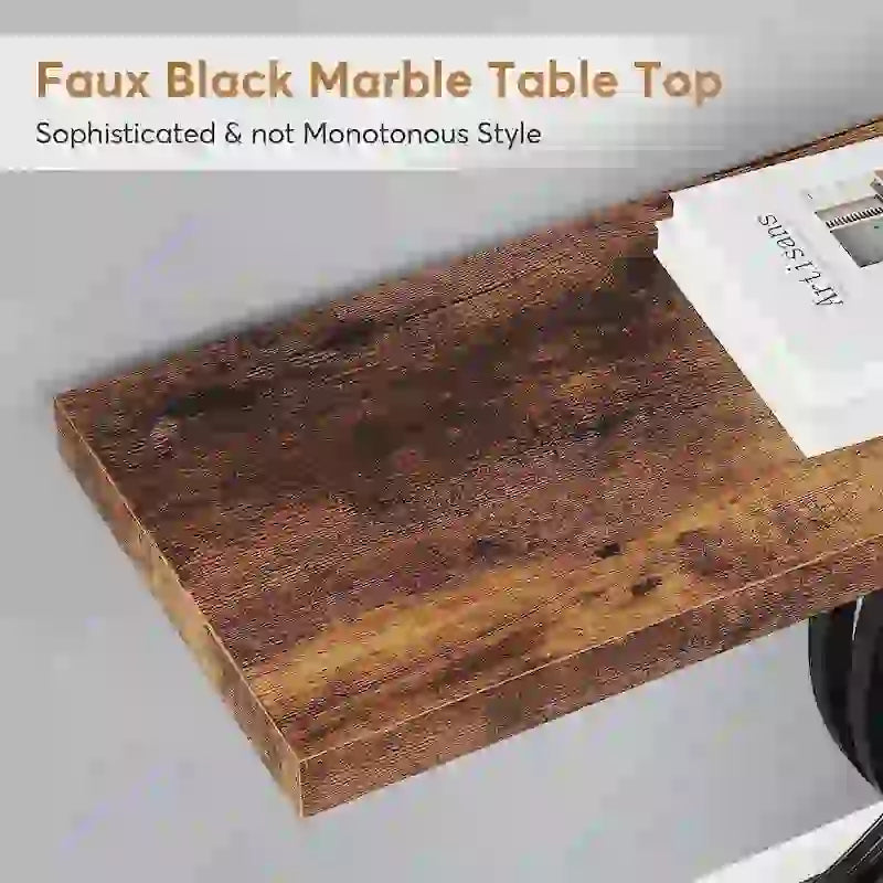 Console rustique en bois avec piétement en métal noir en forme de X