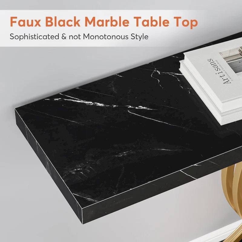 Console rustique en bois avec piétement en métal noir en forme de X