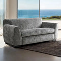 Causeuse rembourrée avec revêtement en velours chenille bleu gris