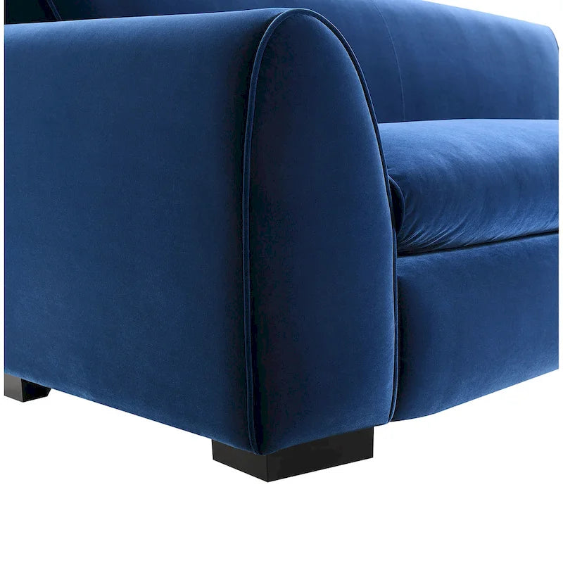 Causeuse rembourrée avec revêtement en velours chenille bleu gris