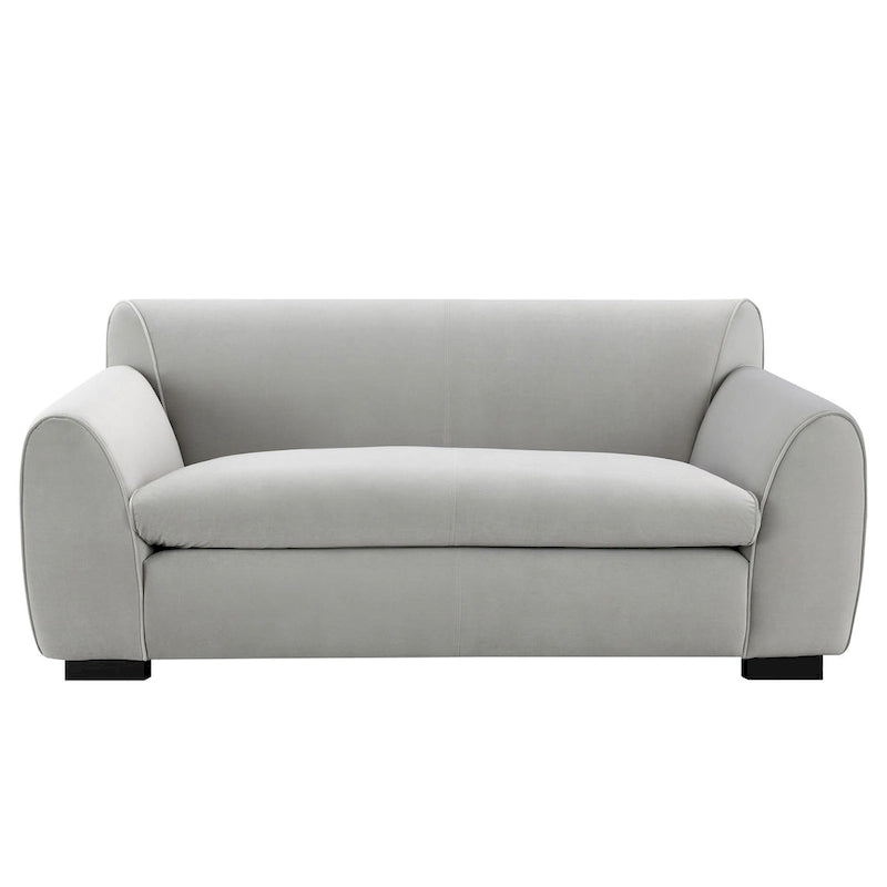 Causeuse rembourrée avec revêtement en velours chenille bleu gris