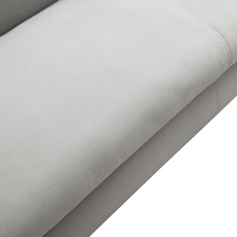 Causeuse rembourrée avec revêtement en velours chenille bleu gris