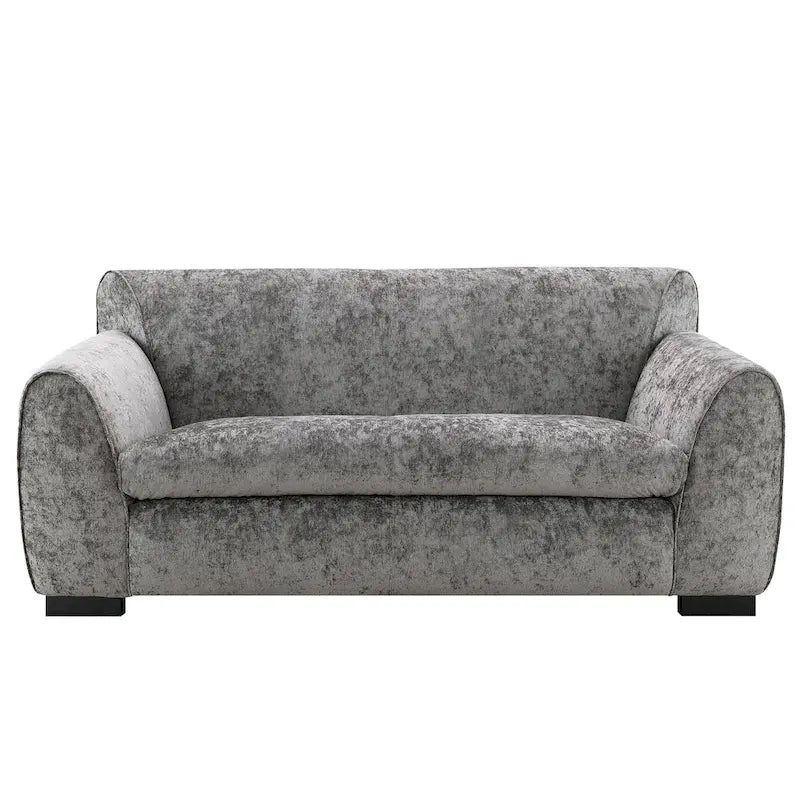 Causeuse rembourrée avec revêtement en velours chenille bleu gris
