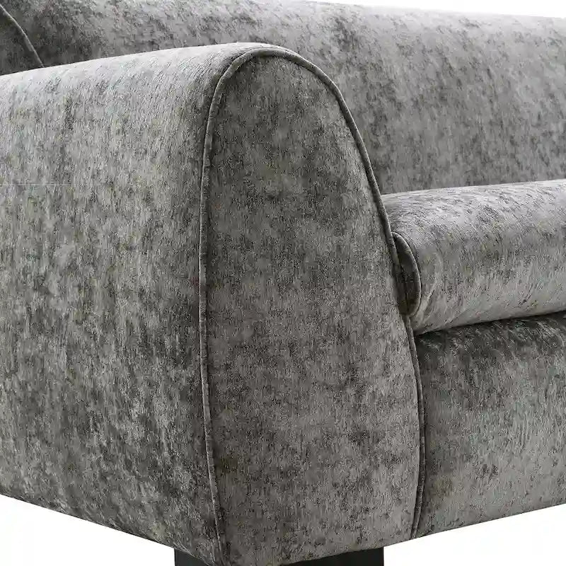 Causeuse rembourrée avec revêtement en velours chenille bleu gris