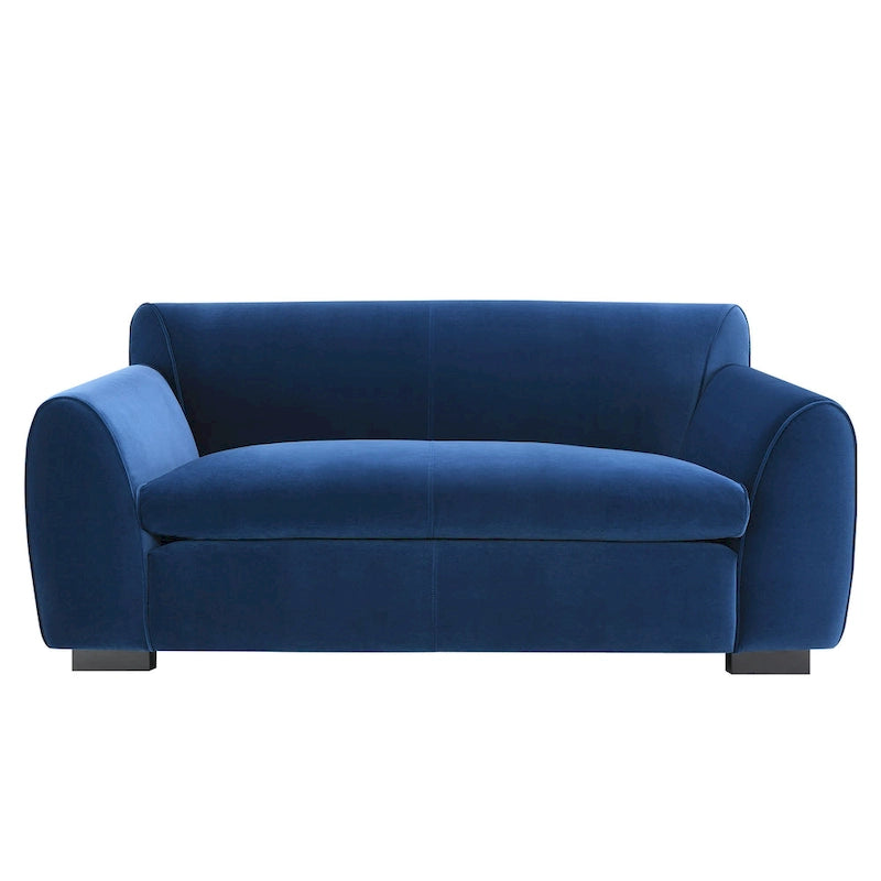 Causeuse rembourrée avec revêtement en velours chenille bleu gris