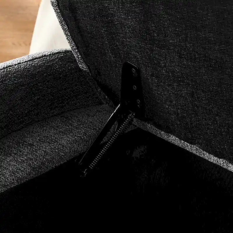 Banc de rangement en tissu chenille accoudoirs incurvés assise rembourrée orange gris blanc