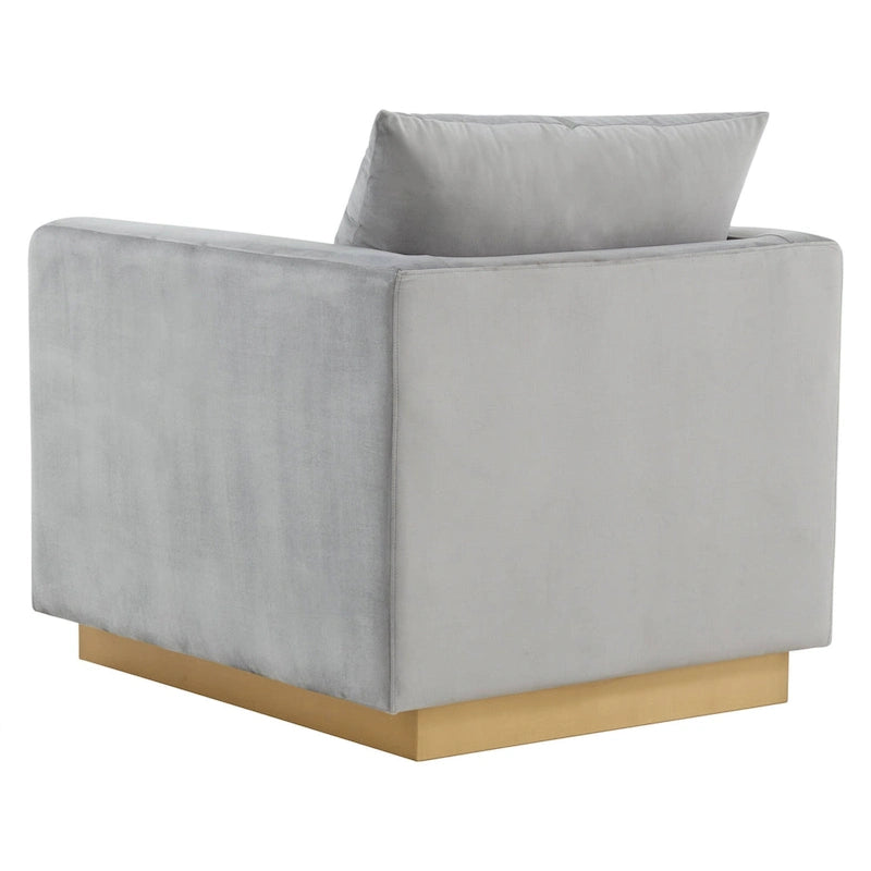 Fauteuil d'appoint en velours avec piètement plinthe en acier inoxydable doré, multicolore