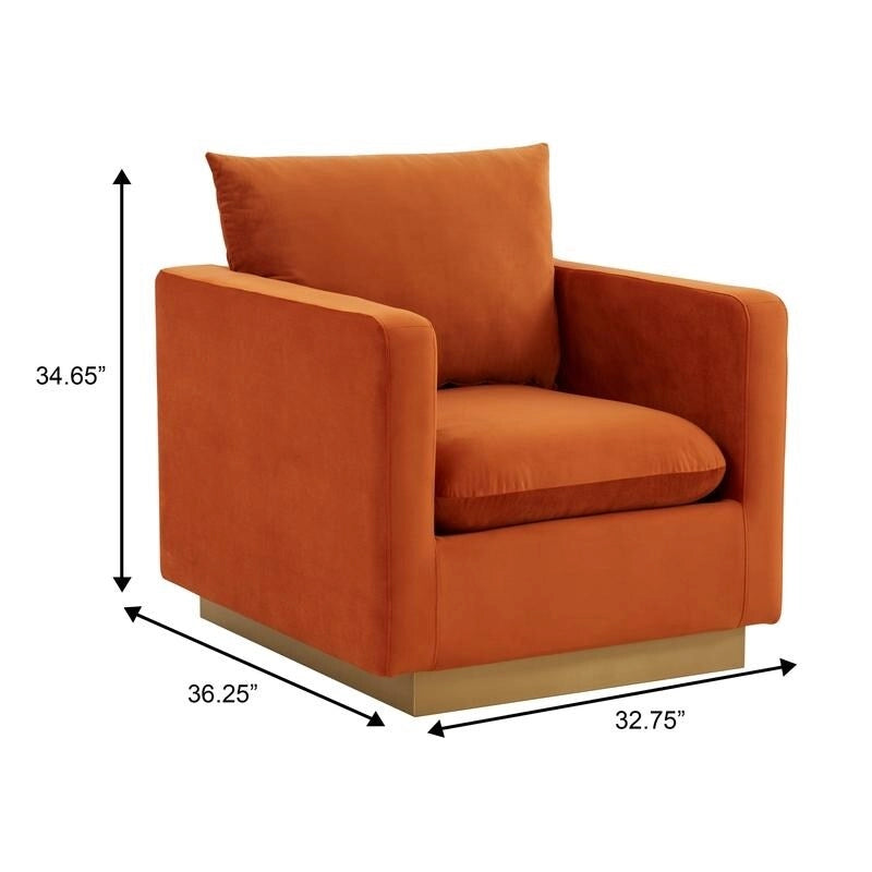 Fauteuil d'appoint en velours avec piètement plinthe en acier inoxydable doré, multicolore
