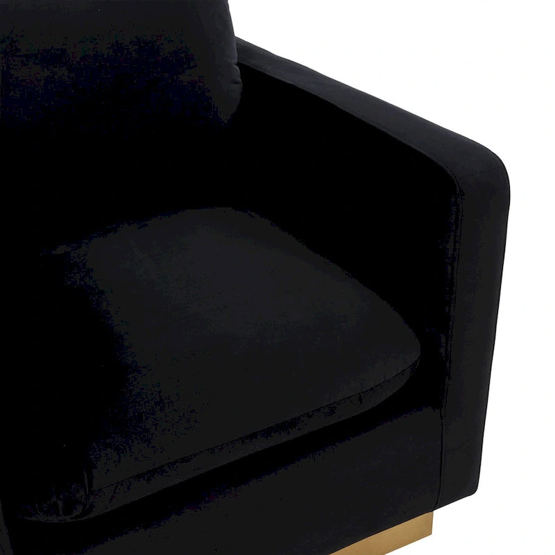 Fauteuil d'appoint en velours avec piètement plinthe en acier inoxydable doré, multicolore