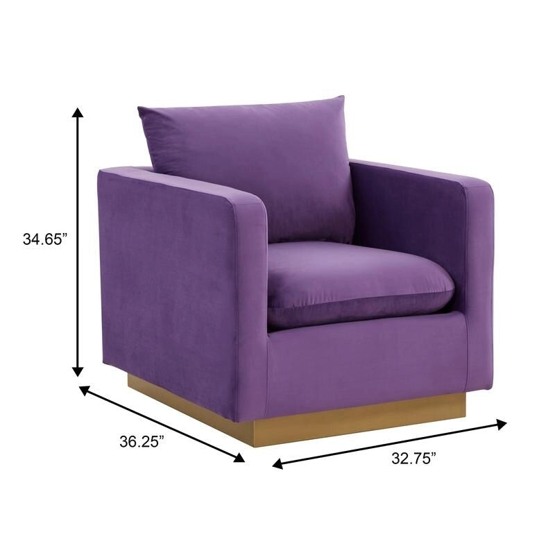 Fauteuil d'appoint en velours avec piètement plinthe en acier inoxydable doré, multicolore