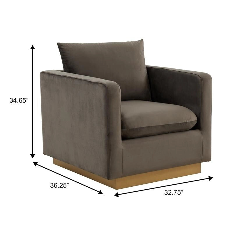 Fauteuil d'appoint en velours avec piètement plinthe en acier inoxydable doré, multicolore