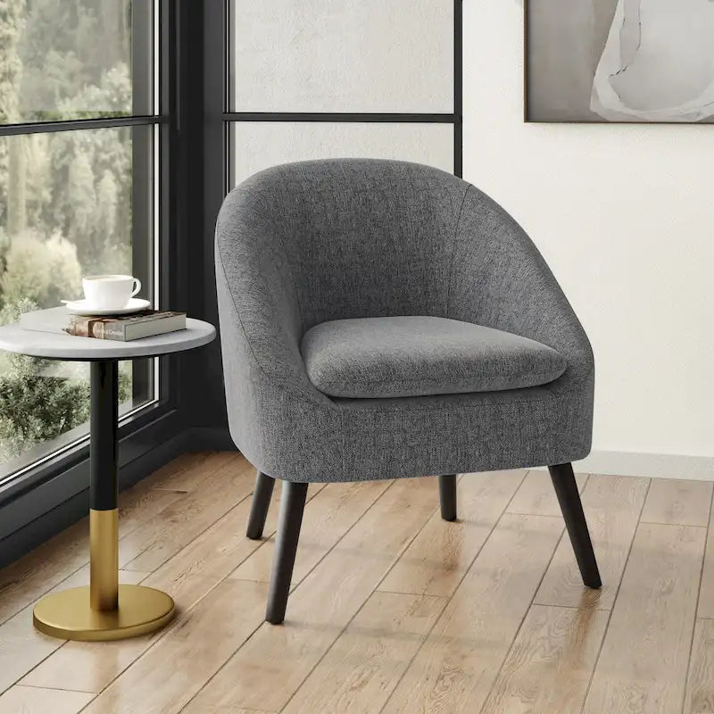 Fauteuil d'appoint incurvé Mid-Century Modern avec coussin d'assise amovible