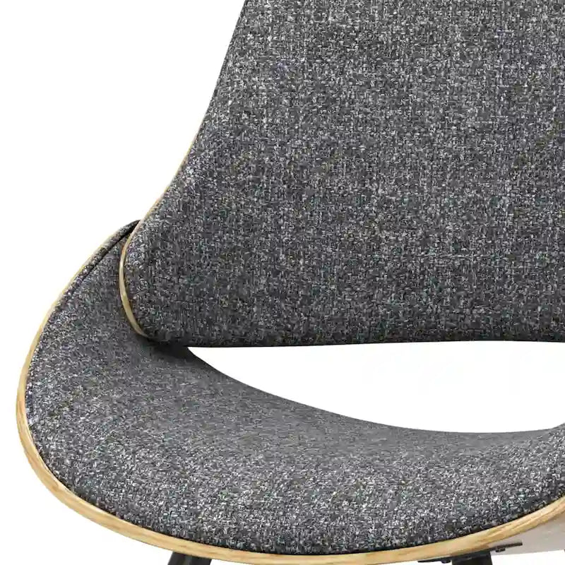 Chaise de salle à manger en bois courbé de style Mid-Century avec structure en bois clair et tissu tissé capitonné