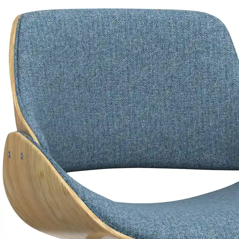 Chaise de salle à manger en bois courbé de style Mid-Century avec structure en bois clair et tissu tissé capitonné