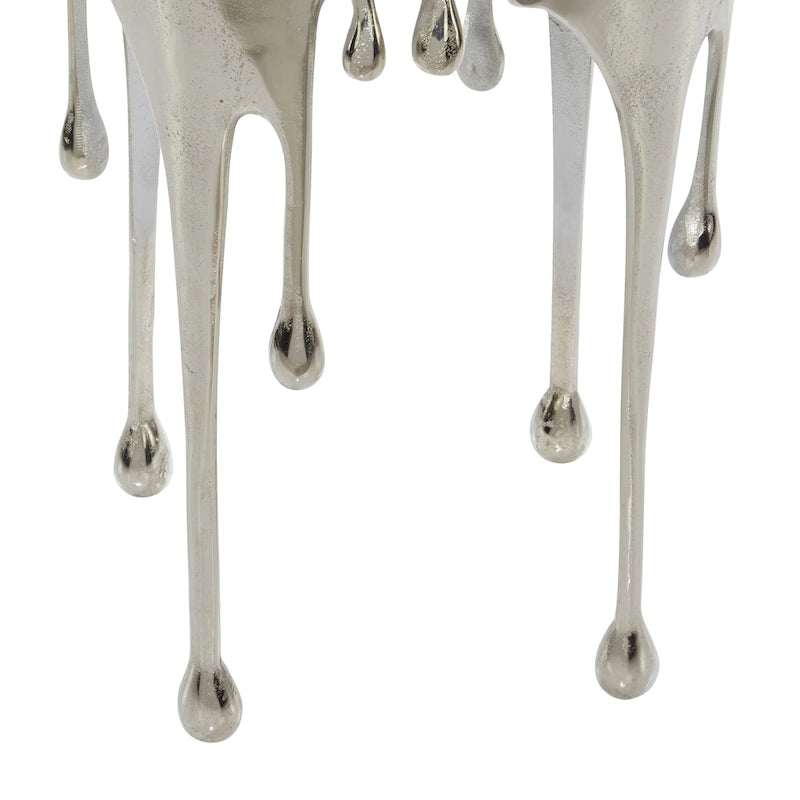 Table d'appoint en métal au design Drip Melting avec plateau en verre trempé, or