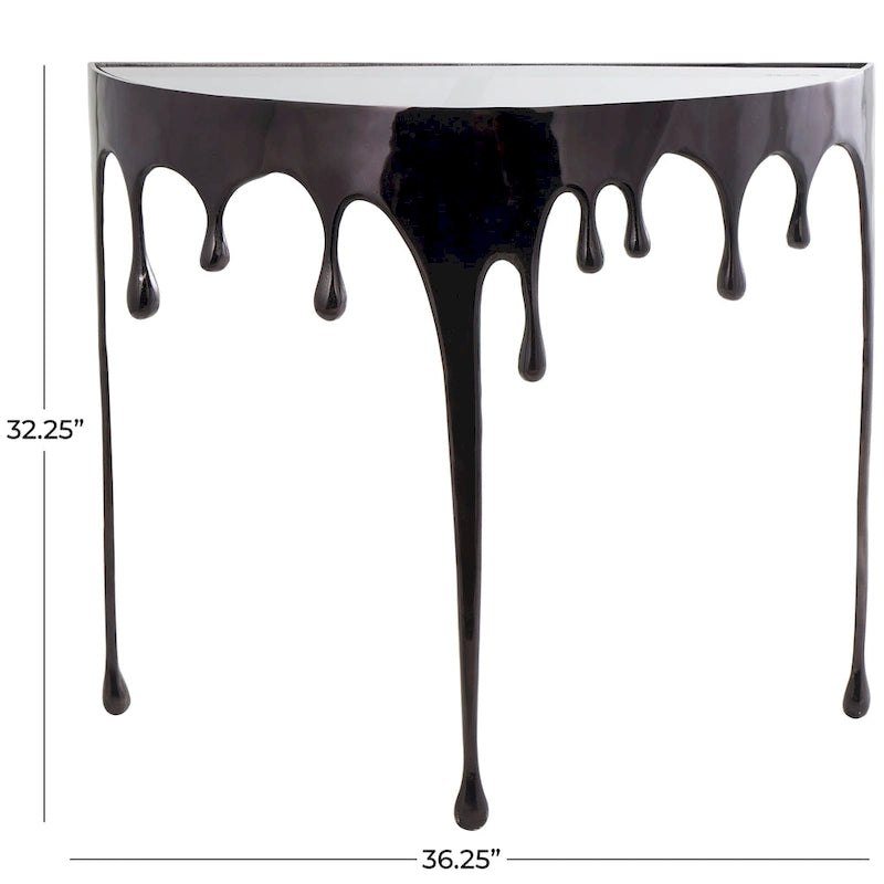 Table d'appoint en métal au design Drip Melting avec plateau en verre trempé, or