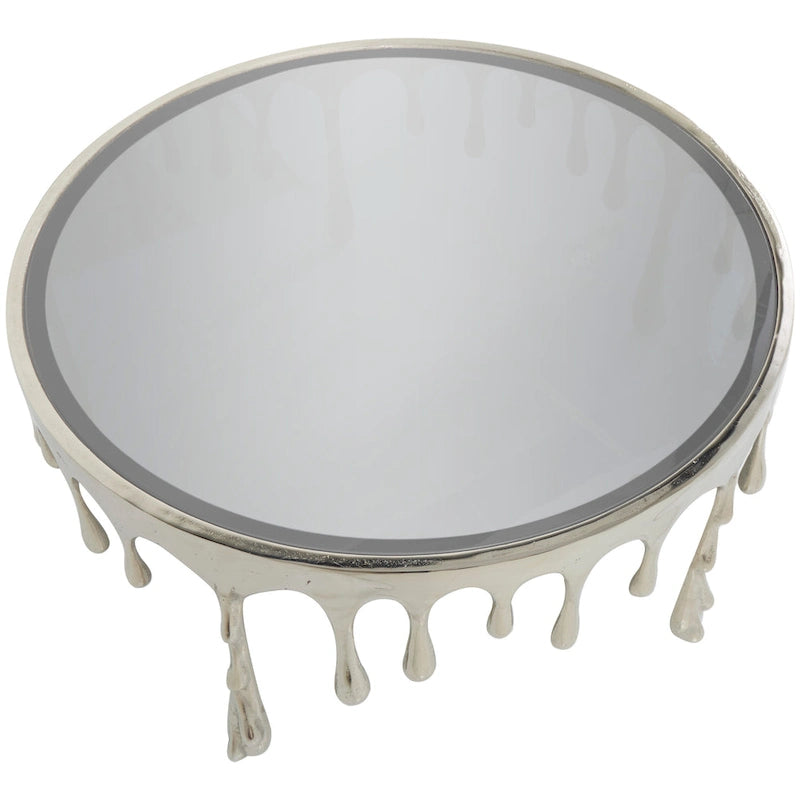 Table d'appoint en métal au design Drip Melting avec plateau en verre trempé, or