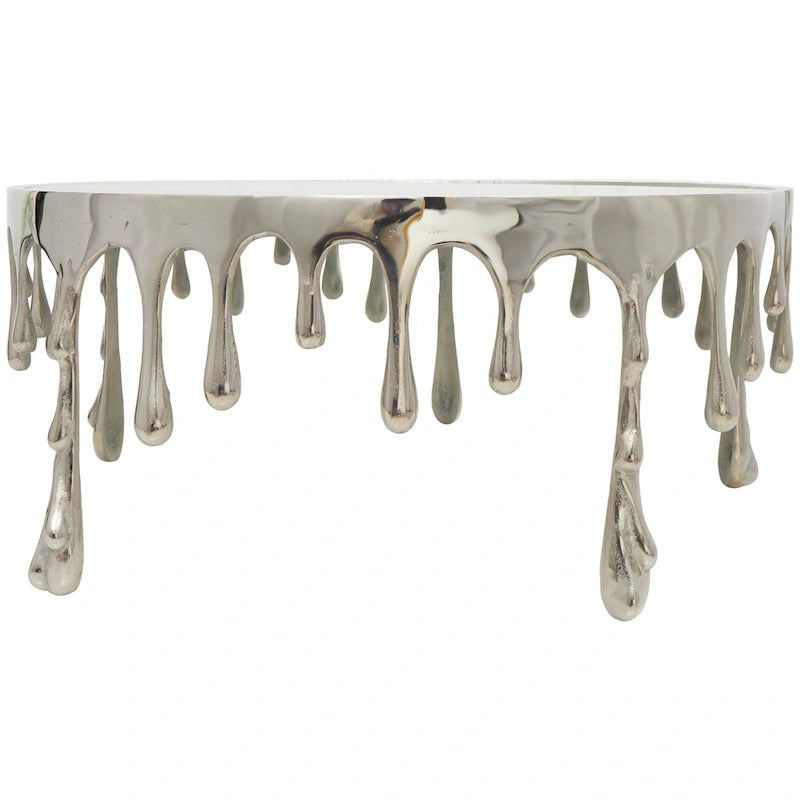 Table d'appoint en métal au design Drip Melting avec plateau en verre trempé, or