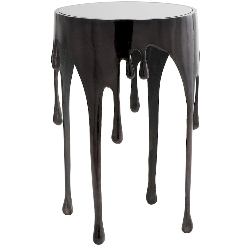 Table d'appoint en métal au design Drip Melting avec plateau en verre trempé, or