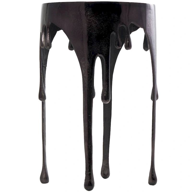 Table d'appoint en métal au design Drip Melting avec plateau en verre trempé, or