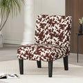Chaise d'appoint contemporaine sans accoudoirs imprimé vache, avec pieds coniques en métal noir mat