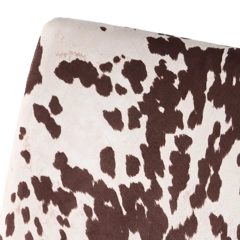 Chaise d'appoint contemporaine sans accoudoirs imprimé vache, avec pieds coniques en métal noir mat