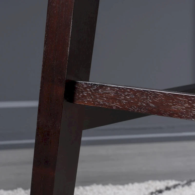 Tabouret de bar contemporain rembourré en forme de selle avec garniture cloutée, pieds marron foncé