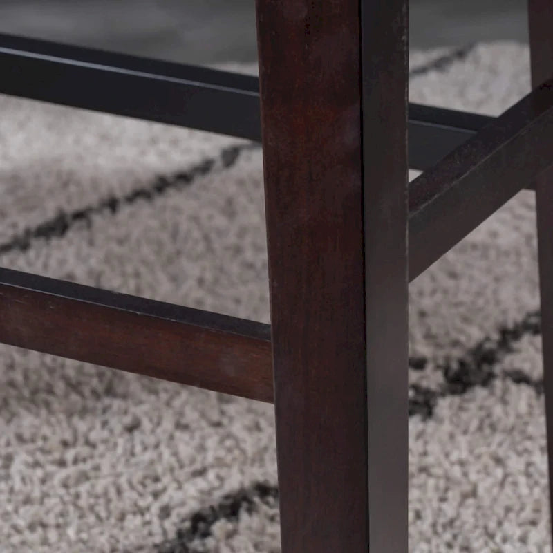 Tabouret de bar contemporain rembourré en forme de selle avec garniture cloutée, pieds marron foncé
