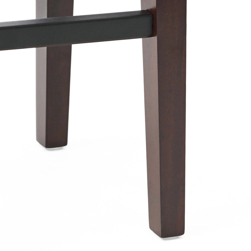 Tabouret de bar contemporain rembourré en forme de selle avec garniture cloutée, pieds marron foncé