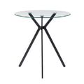 Table de bistrot ronde à plateau en verre et pieds tripodes en métal noir