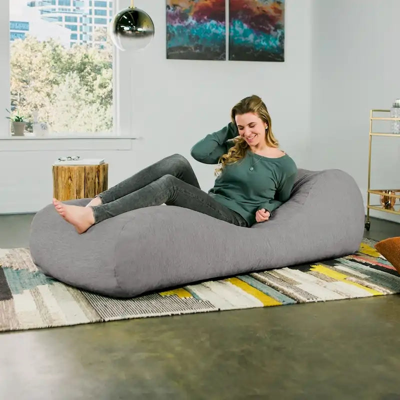 Chaise longue ergonomique en chenille de couleur bleu marine, violet, sarcelle, gris et kaki
