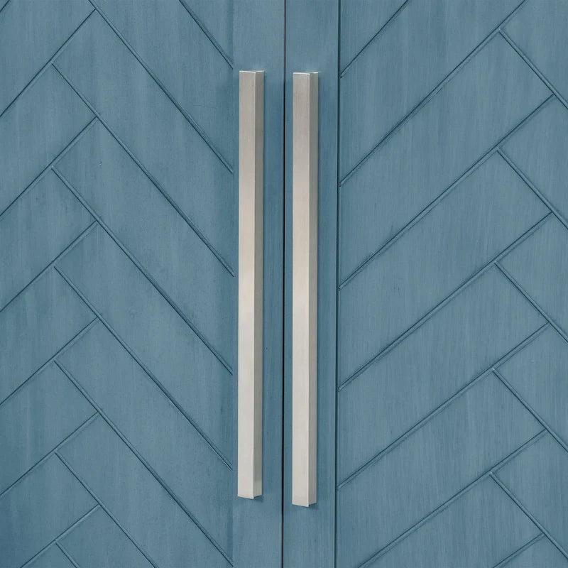 Meuble buffet 4 portes bleu blanc avec étagères réglables Rangement moderne