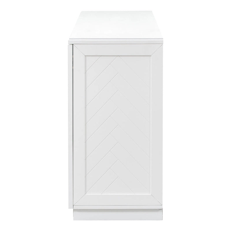 Meuble buffet 4 portes bleu blanc avec étagères réglables Rangement moderne