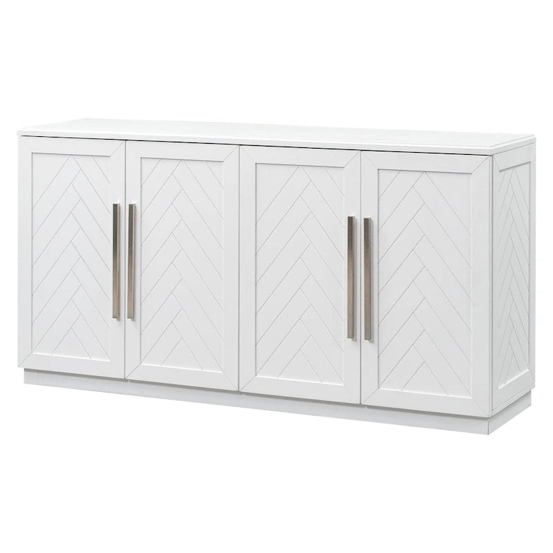 Meuble buffet 4 portes bleu blanc avec étagères réglables Rangement moderne