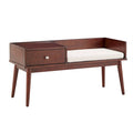 Banc d'entrée Mid-Century Modern avec tiroir et assise rembourrée