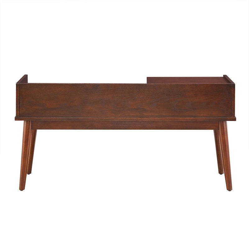 Banc d'entrée Mid-Century Modern avec tiroir et assise rembourrée