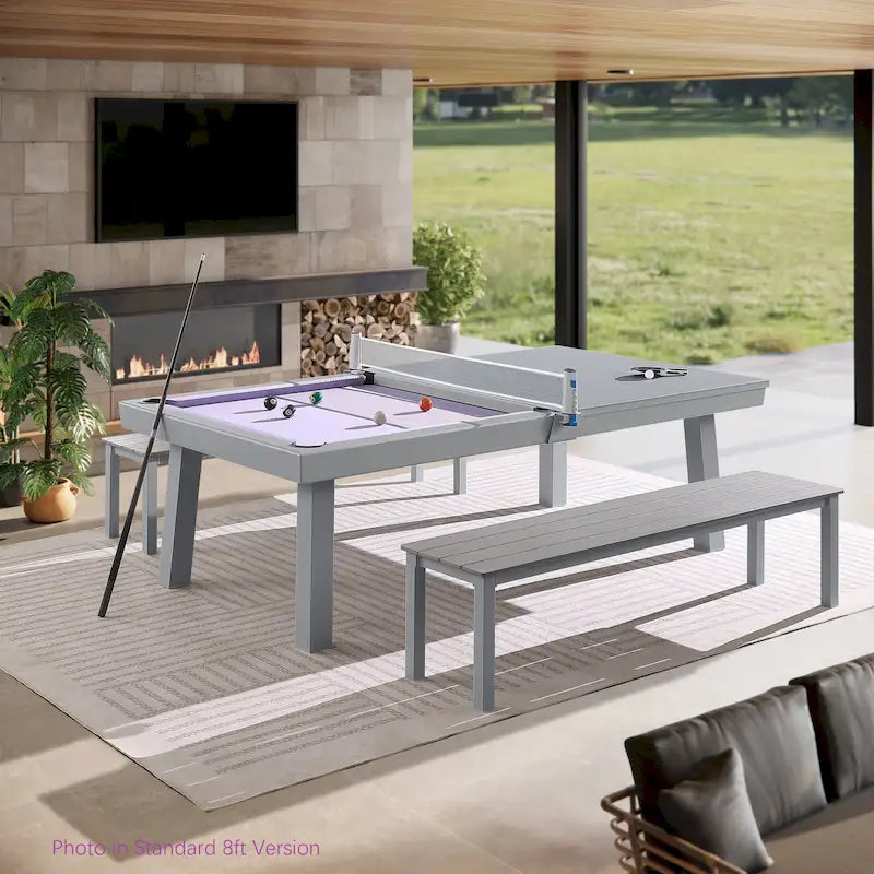 Billard Ardoise Contemporain avec Banquette, Fini Gris Ciment