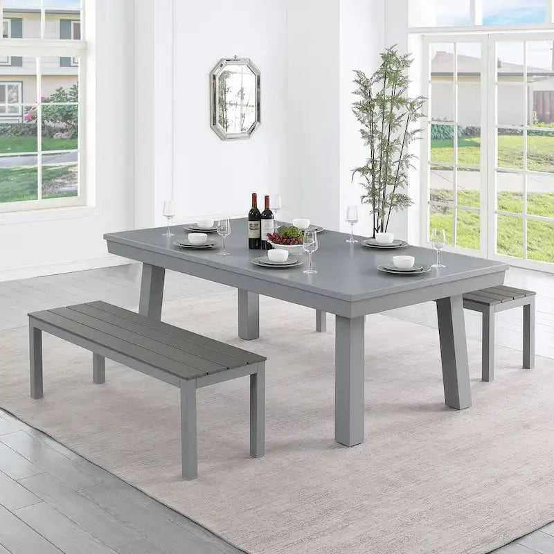 Billard Ardoise Contemporain avec Banquette, Fini Gris Ciment