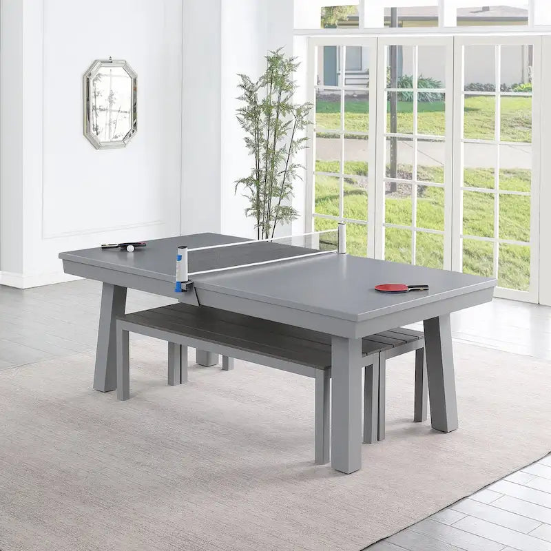 Billard Ardoise Contemporain avec Banquette, Fini Gris Ciment