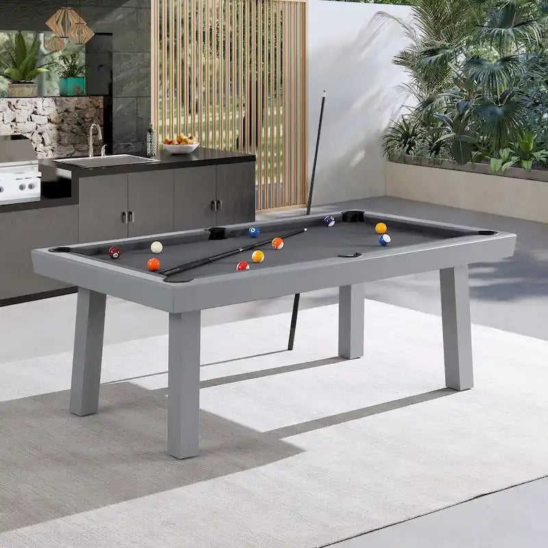 Billard Ardoise Contemporain avec Banquette, Fini Gris Ciment