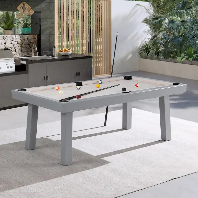 Billard Ardoise Contemporain avec Banquette, Fini Gris Ciment