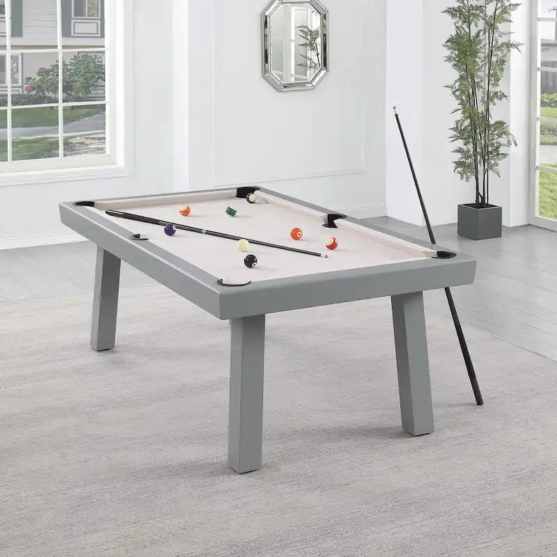 Billard Ardoise Contemporain avec Banquette, Fini Gris Ciment