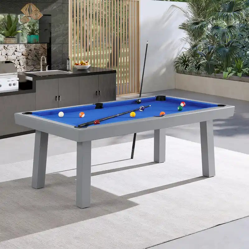 Billard Ardoise Contemporain avec Banquette, Fini Gris Ciment