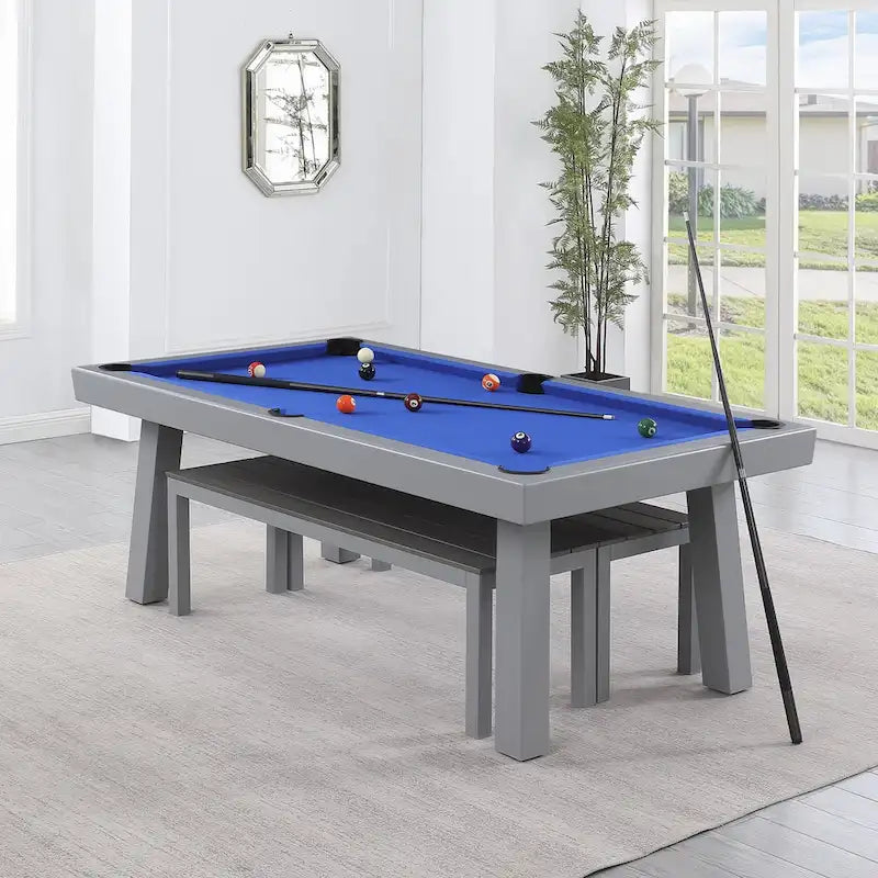 Billard Ardoise Contemporain avec Banquette, Fini Gris Ciment