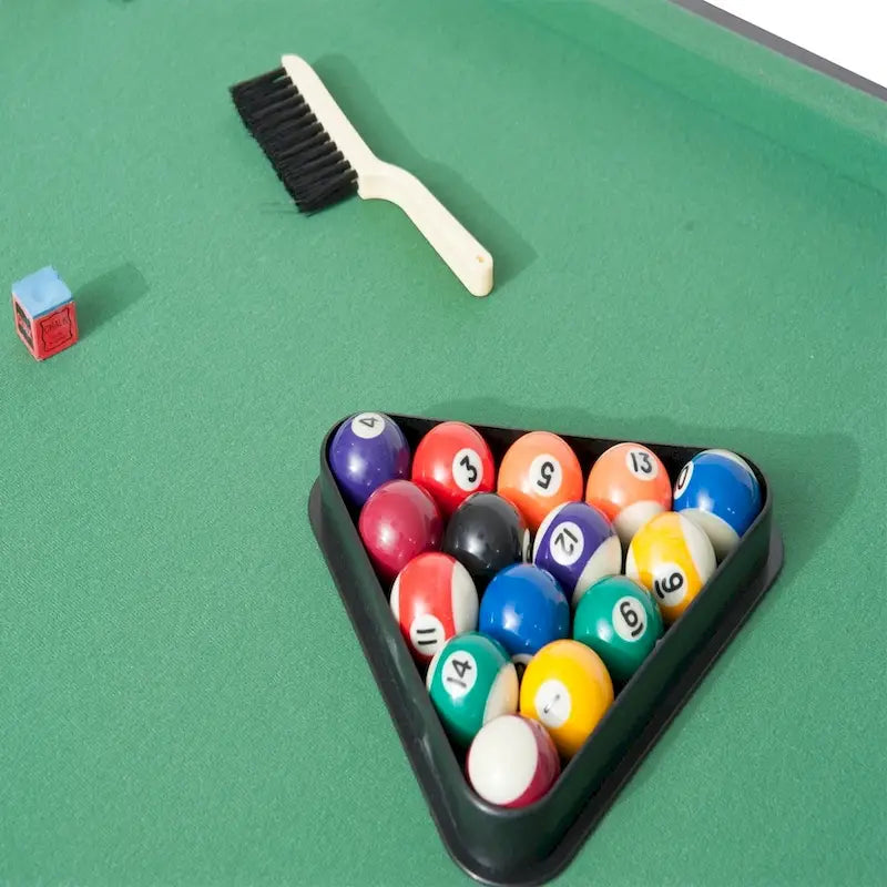 Table de billard de piscine pliable et compacte avec surface en molleton vert