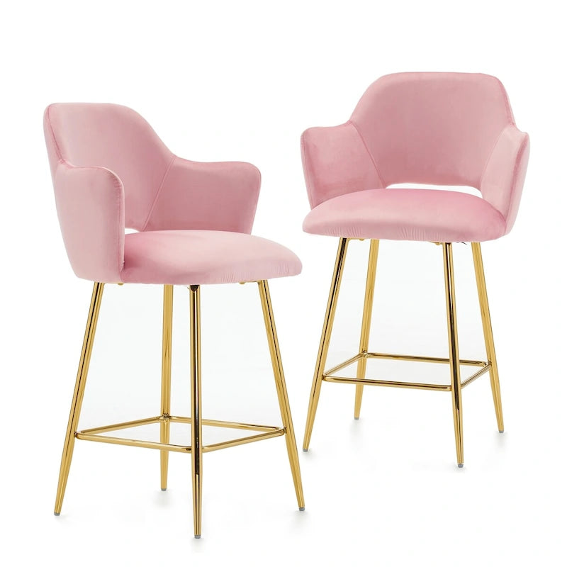 Fauteuil d'appoint rembourré en velours avec pieds en métal doré rose gris noir